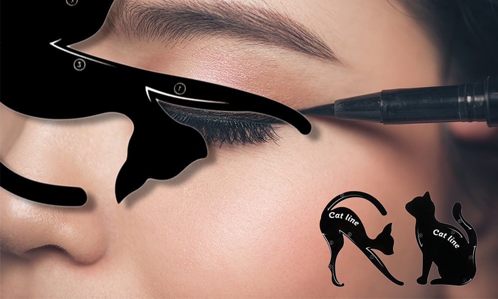 Perfect Cat-Eye with Cat Line Eyeliner Stencils Pro